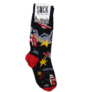 Sock It To Me Crew Men Women Rocket Man Robot Planet Laser Eyes Space NWT NEW